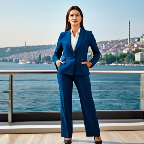 Home 4 **
"A successful businesswoman in a sophisticated, fully clothed pantsuit, standing confidently in a modern Istanbul office with the Bosphorus in the background, appropriate attire, safe for work, perfect anatomy, natural proportions, professional portrait photography, high quality, professional, modest, family-friendly."
**